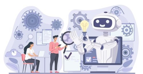 artificial-intelligence-and-robotic-process-automation-innovation-technology-concept-of-business-using-ai-illustration-vector